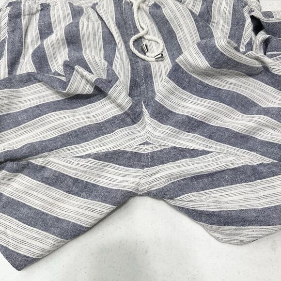 Rails Pants Womens Large Agnes Linen Blend Ankle White Blue Stripes Coastal EUC - Picture 14 of 14